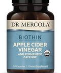 Dr. Mercola Biothin Organic Apple Cider Vinegar & Fermented Cayenne - Metabolic Support - Thermogenic Benefits - Vegan - Non-GMO - 30 Capsules