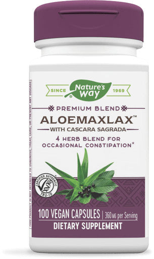Nature's Way AloeMaxLax with Cascara Sagrada for Occasional Constipation, 4 Herb Blend, 100 Count