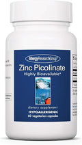 Allergy Research Group Zinc Picolinate Supplement - Supports Normal Health Immune Response, Highly Bioavailable, Well-Absorbed, Hypoallergenic, Vegetarian Capsules - 60 Count