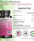 Vinatura Spearmint Leaf Capsules Supplement - 1380Mg/Serving, Enhanced With Dim & Saw Palmetto, For Unwanted Hair, Women' Health