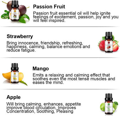 Top 12 Fruit Essential Oil Gift Set 100% Pure Aromatherapy Essential Oil (Grapefruit, Bergamot, Tangerine, Lemon, Strawberry, Red Raspberry, Mango, Coconut, Passion Fruit, Apple, Cherry, Watermelon)