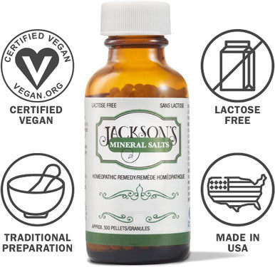 Jackson's #12 Silica 6X - The First Certified Vegan, Lactose-free Schuessler Tissue Cell Salt - Made in the USA (500 pellets)