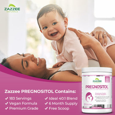 Zazzee Pregnositol Powder, 183 Servings, 6 Month Supply, Premium Myo-Inositol And D-Chiro-Inositol Fertility Blend, Ideal