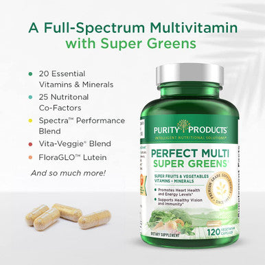 Purity Products Perfect Multi Super Greens Dietary Supplement Health Nutrition 120 Count