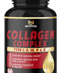 Collagen Capsules Type I II III V X 90 Collagen Pills Manufactured in USA Supports Healthy Joints Skin Care Hair Growth Nails Collagen Supplements for Women Men