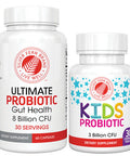 Silver Fern Brand Family Probiotics - Ultimate Adult Probiotic (1 Bottle = 60 Capsules) Plus Ultimate Children'S Probiotic For Kids (1 Bottle = 30 Chewables) - Gut Health & Microbiome Support