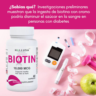 Hallusa Natural Suplemento De Biotina - Pastillas Para La Ca da Del Cabello - Crecimiento Del Cabello Crecimiento De La Barba - Alopecia Y Calvicie - Biotin 10.000 Mcg 60 Capsulas