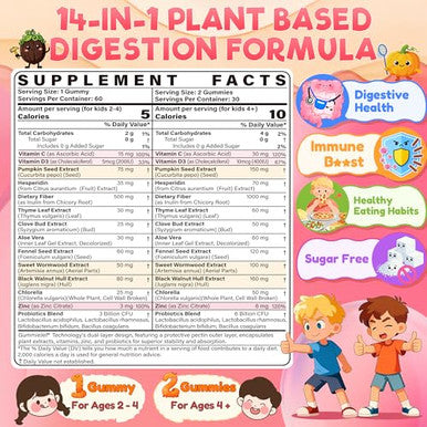 Envycure Toddlers 2 4 & Kids 4+ Para Clean Gut Health Gummies 120Ct