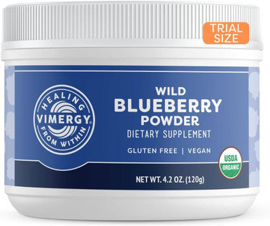 Vimergy Usda Organic Wild Blueberry Supplement Powder Travel Size - 30 Servings Natural Wild Blueberries - Fruit Powder For Smoothies Juices Fruit Bowls Non-Gmo Gluten-Free Vegan Paleo (120G)