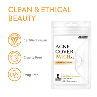 Avarelle Pimple Patches Hydrocolloid Acne Patches, Acne Spot Treatment for Blemishes and Zit with Tea Tree Oil, Calendula Oil and Cica Oil for Face, Vegan, Cruelty Free (8CT XL + Frontline Support)