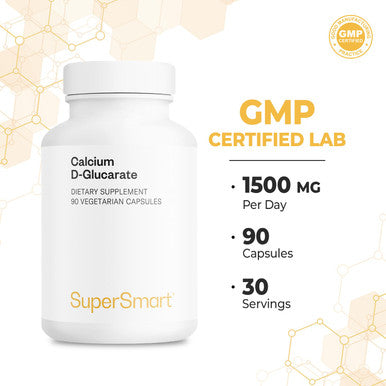 Supersmart Calcium DGlucarate 1500 mg Per Day Antioxidant Detox Supplement NonGMO Gluten Free 90 Vegetarian Capsules
