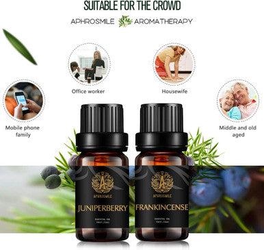 Aromatherapy Juniper Berry Essential Oil Set for Diffuser, 100% Pure Frankincense Essential Oil Kit for Humidifier, 2x10ml Therapeutic Grade Essential Oils Kit-Frankincense, Juniper Berry Oil for Home