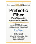 California Gold Nutrition Prebiotic Fiber Plus Turmeric, Ginger, & Boswellia, 30 Packets, 0.22 Oz (6.3 G) Each