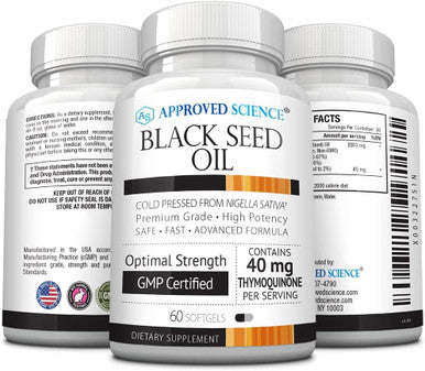 Approved Science Black Seed Oil Cold Pressed Nigella Sativa Standardized to 2 Thymoquinone 180 Softgels Boost Immune Respiratory and Digestive Systems