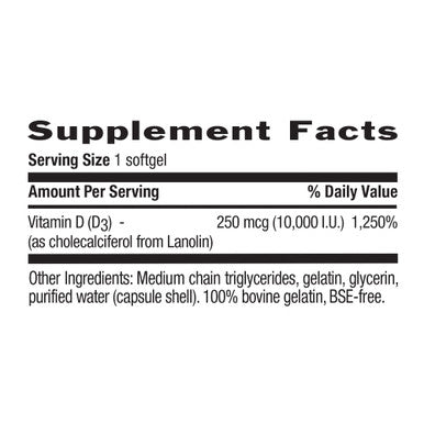 Country Life Vitamin D3 High Potency Non-Fish 10 000 Iu 200 Softgels Certified Gluten Free