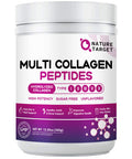Nature Target Multi Collagen Peptides Powder - Type I, Ii, Iii, V, X - Hydrolyzed Collagen Peptides With Vitamin C Hyaluronic