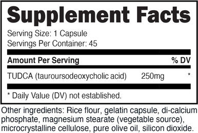 Nui Nutra TUDCA Supplement | 250mg | 45 Capsules | Tauroursodeoxycholic Acid - Liver and Bile Flow Support | Promotes Wellness in Gut & Kidneys | Digestion Support