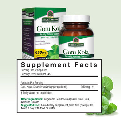 Nature'S Answer Gotu-Kola Herb Capsules 90 Count | Promotes Longevity and Vitality | Supports Cognitive Function | Natural Energy Booster
