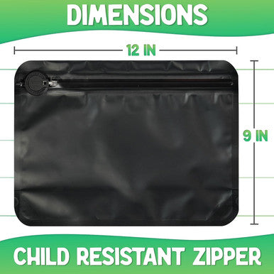 Xprs Nutra Exit Bags Measuring 12x9x3 - Premium Squeeze to Open Resealable Black Zip-Locking Exit Bag - Airtight Pouch Giant Ziplock Bags for Storage The Exit Ziplock Mylar Pouch (250 Pack)
