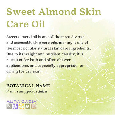 Aura Cacia Sweet Almond Skin Care Oil GC/MS Tested for Purity 480ml 16 fl. oz.
