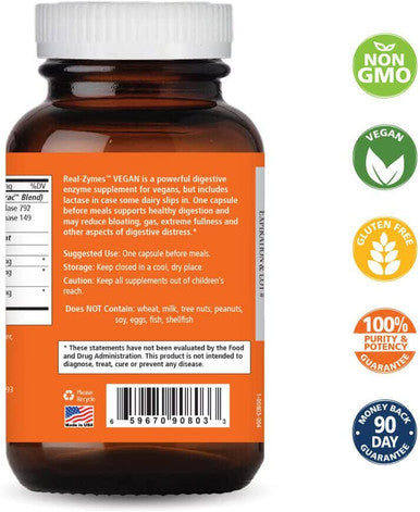 Real-ZymesÃƒâ€šÃ¢â€žÂ¢ Vegan Digestive Enzymes Supplement with Probiotics for Better Digestion - Natural Support for Relief of Bloating, Gas, Belching, Diarrhea, Constipation, IBS, etc. - 90 Caps