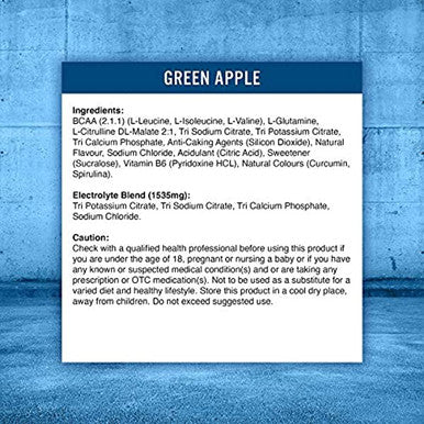 Applied Nutrition BCAA Powder Branched Chain Amino Acids Supplement with Vitamin B6, Replenish Electrolytes Amino Hydrate Intra Workout Recovery Powdered Energy Drink 1.4kg 100 Servings (Green Apple)