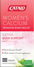CATALO Womens Calcium Support Strong Bone and Delay Bone Loss Promote Joint Mobility 600mg Plant Based clinically Proven Algae Calcium per Serving with Vitamin D3 60 Tablets
