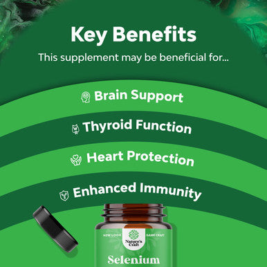 Pure Selenium Thyroid Support Supplement - Selenium 200mcg Antioxidant Supplement and Natural Immune Booster for Adults - Adult Immune Support Vitamins and Mind and Memory Supplement for Brain Support