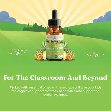 Natures Craft Liquid Omega 3 EPA DHA for Kids - Organic Vegan Omega 3 for Kids Brain Eye and Full Body Development with Vegan DHA EPA & ALA - Kids Omega 3 Liquid Supplement with Algae & Flaxseed Oil Liquid 2 Fl Oz