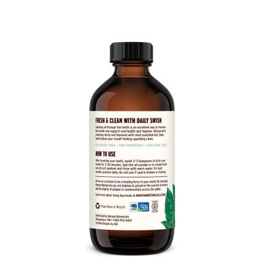 Banyan Botanicals Mint Daily Swish Organic Ayurvedic Pulling Oil with Coconut Oil Mouthwash for Fresh Breath and Sparkling Oral Health 8 oz