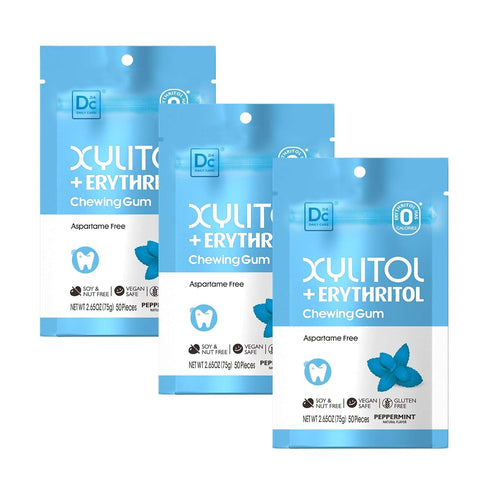 DC24 DAILY CARE Gum, Aspartame Free & Sugar Free, Xylitol Chewing Gum with Erythritol, Low-Calorie, Sugarless, Watermelon Flavored Gum, 50 Pieces (Pack of 3)