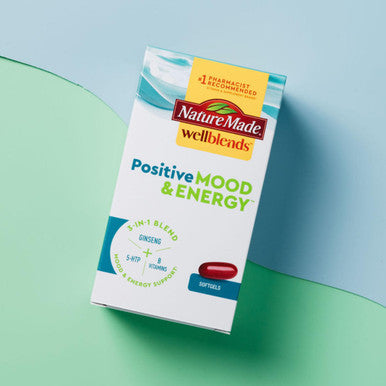 Nature Made Wellblends Positive Mood & Energy 5Htp Thiamin Niacin Vitamin B6 Vitamin B12 And Pantothenic Acid Plus Ginseng 24 Softgels