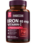 Vitacook Iron Supplement For Women And Men, High Potency Iron With Vitamin C, Blood, Energy, Muscle & Immune System Support, Vegan, 60 Count