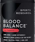 Sports Researcha' Blood Balance Iron Supplement 36 Mg Iron + Folate and Vitamin C For Absorption Red Blood Cell Support For Women and Men Vegan NonGmo GlutenFree 90 Capsules
