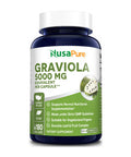 Nusapure Graviola 5,000 mg Equivalent per caps. 180 Veggie Caps (Non-GMO, , Extract 10:1)