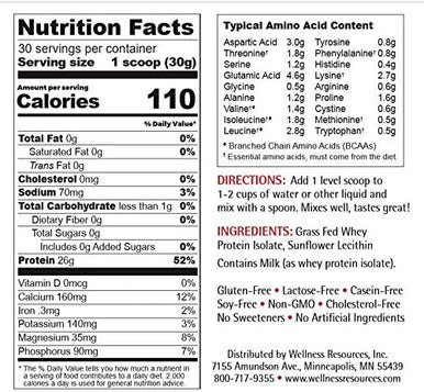 Daily Protein Unflavored Grass Fed Pasture Raised Bioactive Whey Protein Isolate Soy Gluten 2 lbs