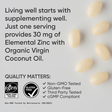 Sports Research High Potency Zinc Picolinate 30Mg With Organic Coconut Oil Highly Absorbable Zinc Supplement For Healthy Immune & Enzyme Function - Non-Gmo Tested & Gluten-(90 Liquid Softgels)