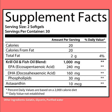 Krill Oil 1000mg Softgels by GoBiotix Extra Strength with Omega3s EPA DHA Astaxanthin Phospholipids Wild Caught Icelandic Fish Oil Supplement for Joint Brain Heart Health 30 Servings