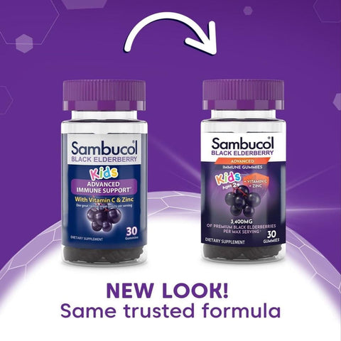 Sambucol Black Elderberry Gummies For Kids - Elderberry Gummies With Zinc And Vitamin C Chewable Supplement For Kids Low Sugar Berry Flavor 30 Count