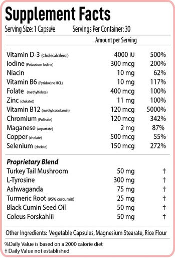 Hashiaid - Low Thyroid Supplement - Hashimoto'S Disease Support - Hypothyroidism - Fight Fatigue, Balance Hormones, Promote Focused Energy - Turmeric, Iodine, Zinc, Selenium And More