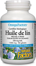 Natural Factors Flaxseed Oil Organic 1000mg Softgels 90Count