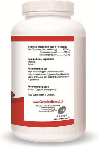 Nutridom Fish Oil Omega-3 Fatty-Acids EPA DHA 1000mg 300 Softgels | Anchovy, Mackerel, Herring | Supports cardiovascular health | Made in Canada