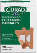 Curad Flex-Fabric Fingertip Knuckle Bandages 20 Count (Pack of 6)