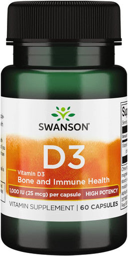 Swanson High Potency Vitamin D-3 1000 Iu (25 mcg) 60 Capsules