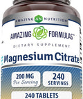 Amazing Nutrition Formulas Magnesium Citrate 200 Mg | Tablets Supplement | Non-GMO | Gluten | Made in USA (1 Pack 240 Count)