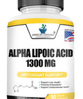 Alpha Lipoic 1300mg , ALA, Supports Glutathione Production, Supports Cardiovascular Health & Liver Health, Supports Overall Health, Powerful Antioxidants, 90 Vegan Capsules