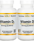 Vitamin D3, 50 Mcg (2,000 Iu), 360 Fish Gelatin Softgels, California Gold Nutrition 2 Pack