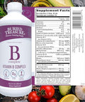 Buried Treasure B Complete 16 Fl oz All 8 B Vitamins with Methylated B12 and Methylfolate Biotin B1 B2 B6 Antioxidant Support Liquid and SugarFree B complex vitamins for Women and Men.