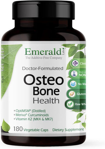 Emerald Labs Osteo Bone Health - Immune Support & Bone & Joint Supplement With Vitamin D3, K2, Calcium, Magnesium, Optimsm, Meriva Phytosome & More - 180 Vegetable Capsules