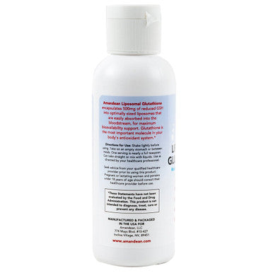 Amandean Liposomal Glutathione Liquid | Reduced Setria L Glutathione 500mg Supplement | Immune Support, Brain Health, Healthy Aging, Detox, Skin Health | Non-GMO Sunflower Lecithin | Soy-Free & Vegan
